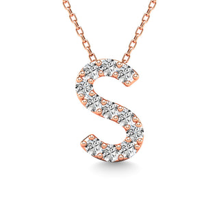 Diamond 1/10 Ct.Tw. Letter S Pendant in 14K Rose Gold