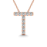 Diamond 1/10 Ct.Tw. Letter T Pendant in 14K Rose Gold