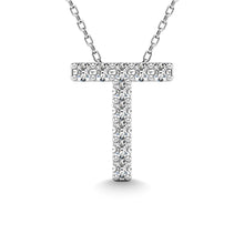 Cargar imagen en el visor de la galería, Diamond 1/10 Ct.Tw. Letter T Pendant in 14K White Gold&quot;