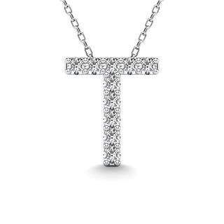 Diamond 1/10 Ct.Tw. Letter T Pendant in 14K White Gold