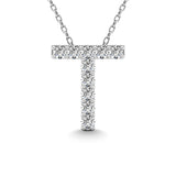 Diamond 1/10 Ct.Tw. Letter T Pendant in 14K White Gold