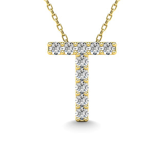 Diamond 1/10 Ct.Tw. Letter T Pendant in 14K Yellow Gold