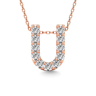 Diamond 1/10 Ct.Tw. Letter U Pendant in 14K Rose Gold