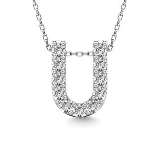 Diamond 1/10 Ct.Tw. Letter U Pendant in 14K White Gold