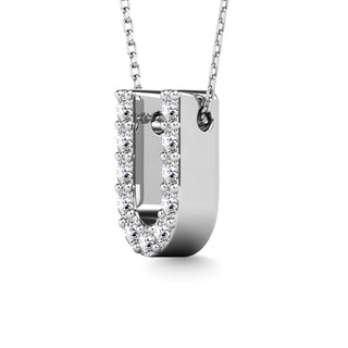 Diamond 1/10 Ct.Tw. Letter U Pendant in 14K White Gold