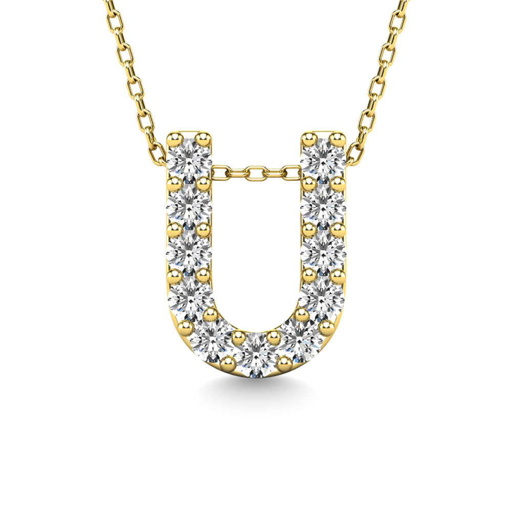 Diamond 1/10 Ct.Tw. Letter U Pendant in 14K Yellow Gold"