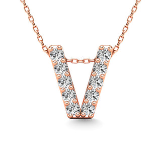 Diamond 1/10 Ct.Tw. Letter V Pendant in 14K Rose Gold