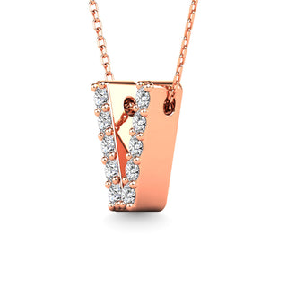 Diamond 1/10 Ct.Tw. Letter V Pendant in 14K Rose Gold