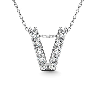 Diamond 1/10 Ct.Tw. Letter V Pendant in 14K White Gold