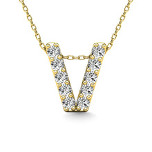 Cargar imagen en el visor de la galería, Diamond 1/10 Ct.Tw. Letter V Pendant in 14K Yellow Gold&quot;