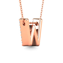 Load image into Gallery viewer, Diamond 1/6 Ct.Tw. Letter W Pendant in 14K Rose Gold&quot;