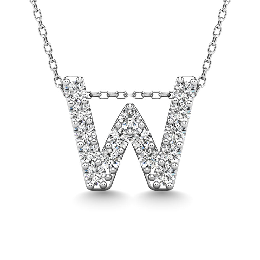 Diamond 1/6 Ct.Tw. Letter W Pendant in 14K White Gold"