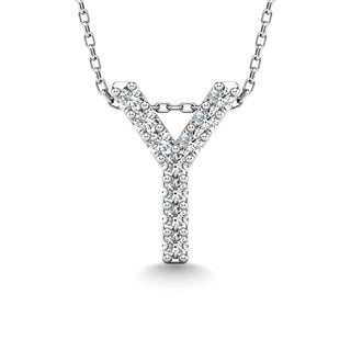 Diamond 1/10 Ct.Tw. Letter Y Pendant in 14K White Gold