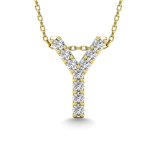 Diamond 1/10 Ct.Tw. Letter Y Pendant in 14K Yellow Gold