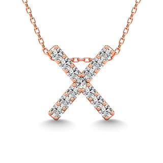 Diamond 1/8 Ct.Tw. Letter X Pendant in 14K Rose Gold