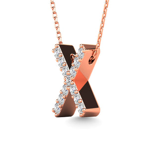 Diamond 1/8 Ct.Tw. Letter X Pendant in 14K Rose Gold