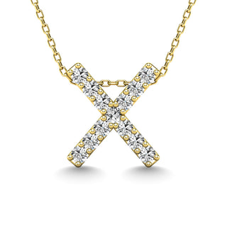 Diamond 1/8 Ct.Tw. Letter X Pendant in 14K Yellow Gold