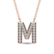 Load image into Gallery viewer, Diamond 1/20 Ct.Tw. Letter M Pendant in 10K Rose Gold
