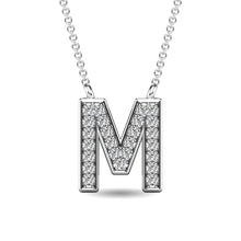 Load image into Gallery viewer, Diamond 1/20 Ct.Tw. Letter M Pendant in 10K White Gold