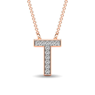 Diamond 1/20 Ct.Tw. Letter T Pendant in 10K Rose Gold