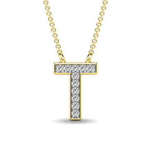 Cargar imagen en el visor de la galería, Diamond 1/20 Ct.Tw. Letter T Pendant in 10K Yellow Gold