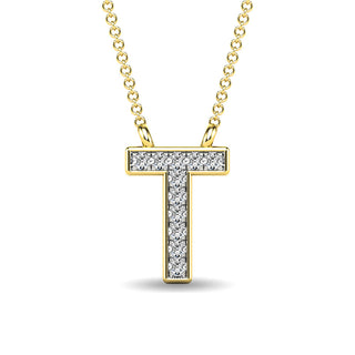 Diamond 1/20 Ct.Tw. Letter T Pendant in 10K Yellow Gold