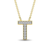 Diamond 1/20 Ct.Tw. Letter T Pendant in 10K Yellow Gold