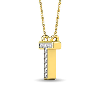 Diamond 1/20 Ct.Tw. Letter T Pendant in 10K Yellow Gold