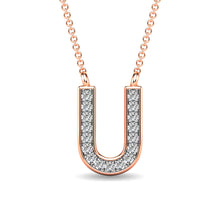 Cargar imagen en el visor de la galería, Diamond 1/20 Ct.Tw. Letter U Pendant in 10K Rose Gold