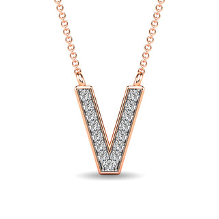 Diamond 1/20 Ct.Tw. Letter V Pendant in 10K Rose Gold