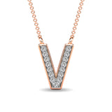 Diamond 1/20 Ct.Tw. Letter V Pendant in 10K Rose Gold
