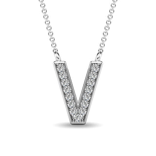 Diamond 1/20 Ct.Tw. Letter V Pendant in 10K White Gold