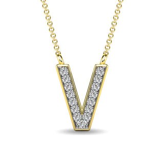 Diamond 1/20 Ct.Tw. Letter V Pendant in 10K Yellow Gold