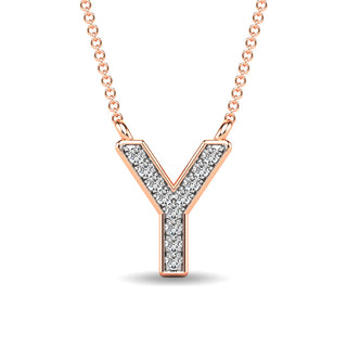 Diamond 1/20 Ct.Tw. Letter Y Pendant in 10K Rose Gold