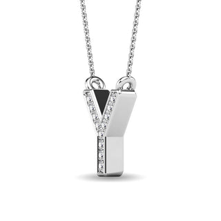 Diamond 1/20 Ct.Tw. Letter Y Pendant in 10K White Gold
