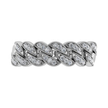 Cargar imagen en el visor de la galería, 14K White Gold 1/5 Ct.Tw. Diamond Cuban Style Band