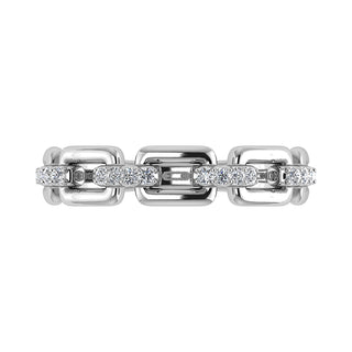 10K White Gold 1/8 Ct.Tw. Diamond Cuban Link Fashion Ring