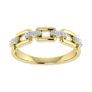 10K Yellow Gold 1/8 Ct.Tw. Diamond Cuban Link Fashion Ring
