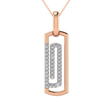 Cargar imagen en el visor de la galería, 10K Pink Gold 1/6 Ct.Tw. Round Diamond Paper Clip Pendant