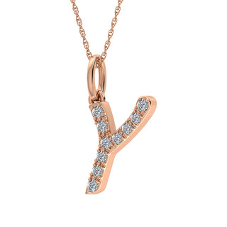 Diamond 1/8 Ct.Tw. Letter Y Pendant in 10K Rose Gold