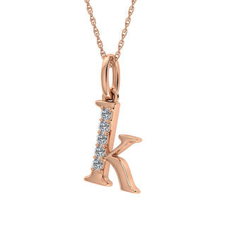 Diamond 1/20 Ct.Tw. Letter K Pendant in 10K Rose Gold