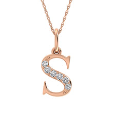 Cargar imagen en el visor de la galería, Diamond 1/20 Ct.Tw. Letter S Pendant in 10K Rose Gold