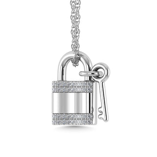 Diamond 1/20 Ct.Tw. Lock and Key Pendant in 925 Silver