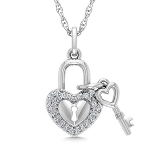 Diamond 1/20 Ct.Tw. Lock Pendant in 925 Silver