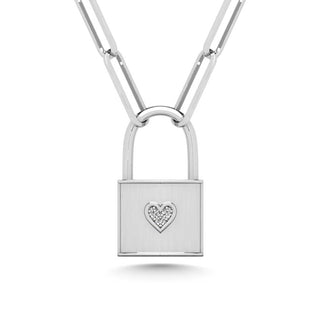 Diamond 1/50 Ct.Tw. Lock Pendant in 925 Silver