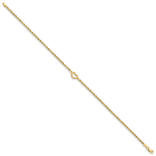 14k Diamond-cut Open Heart Rope Anklet