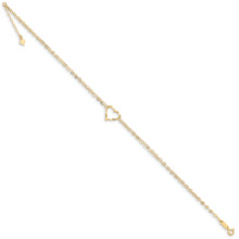 Load image into Gallery viewer, 14k Double Strand Heart 10in Plus 1in ext. Anklet