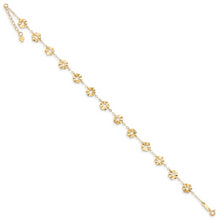 Load image into Gallery viewer, 14k Adjustable Flower 9in Plus 1in ext. Anklet