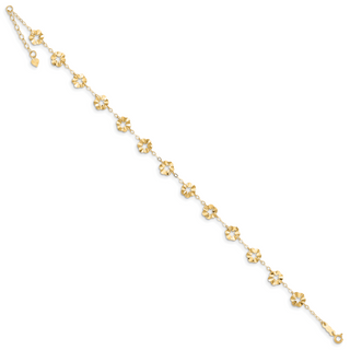 14k Adjustable Flower 9in Plus 1in ext. Anklet