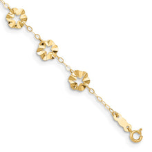 Load image into Gallery viewer, 14k Adjustable Flower 9in Plus 1in ext. Anklet